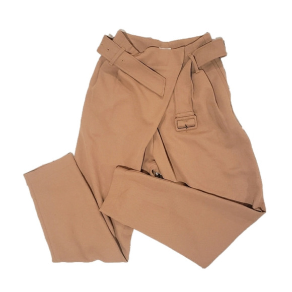 Aritzia Wilfred Delacour Pant High-Rise Belted Trouser in Brown Size Small - Picture 1 of 15